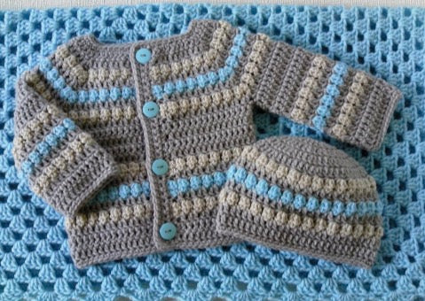 Newborn Blanket, Cardigan and Hat Crochet Pattern (PDF)