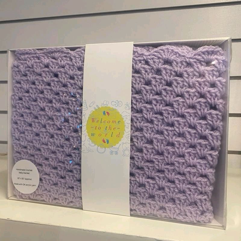 Handmade crochet baby blanket lilac