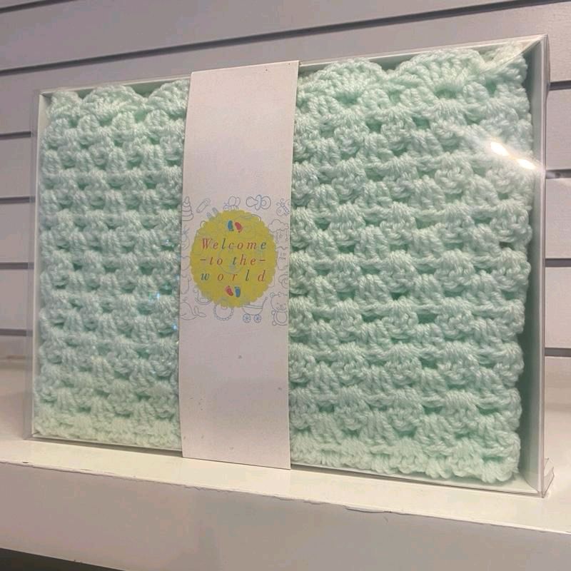 **Pre-Order** Handmade crochet baby blanket mint