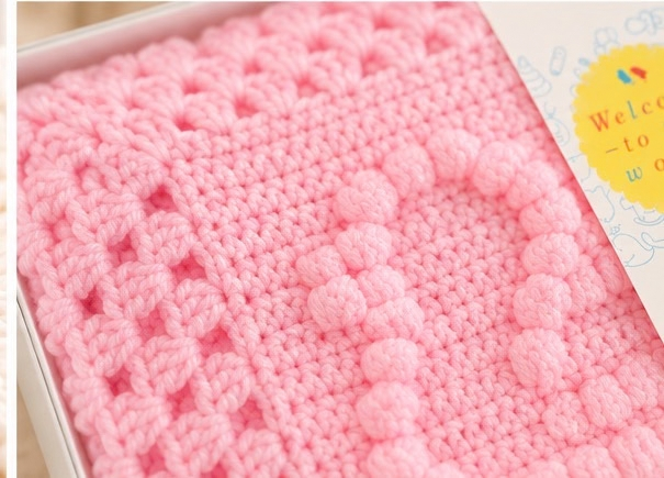 Pink Duck Handmade Crochet Baby Blanket, Gift Boxed