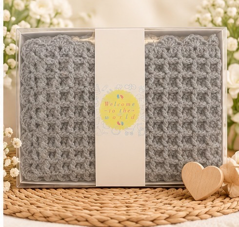 Grey Waffle Handmade Crochet Baby Blanket | Crochelle Creations UK