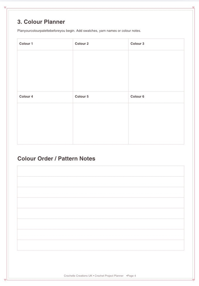 Crochet Project Planner Printable PDF – Digital Crochet Planner