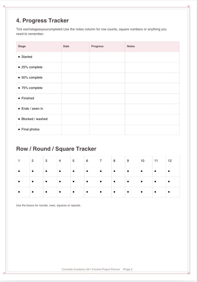 Crochet Project Planner Printable PDF – Digital Crochet Planner